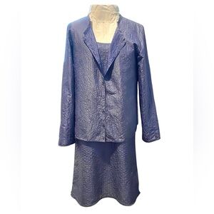 Eileen Fisher blue silk dress set